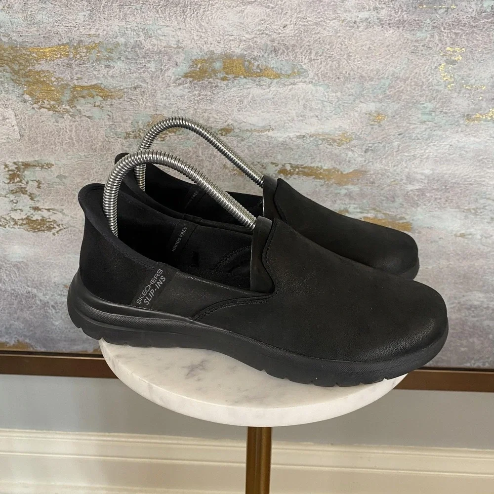 Skechers Slip-ins Shoes Womens Size 7 Black Slip On Walking Sneakers SN 136654